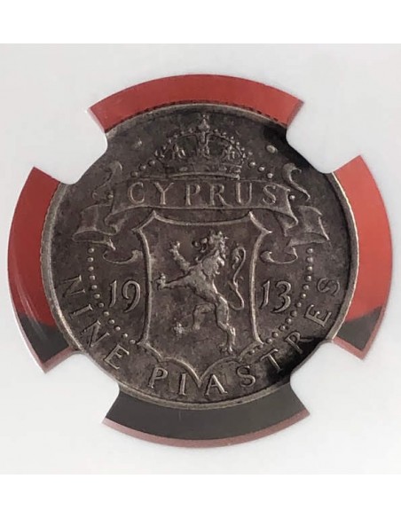 Cypurs Nine (9) Piastres 1913 King George V